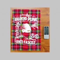 Anarcho punk - Antifascist chrbtová nášivka na škótskom káre TARTAN veľkosť cca. A4 (po krajoch neobšívaná)